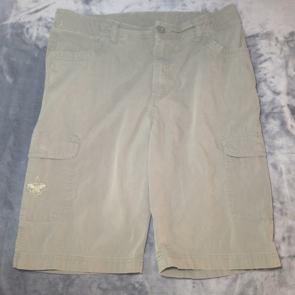 Boy Scouts of America Uniform Shorts Youth 18 Green Cargo Utility 28x9 Vintage